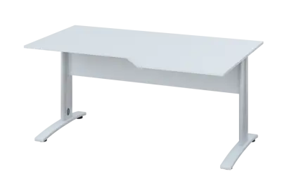 EZK 18 - 166 stůl kancelářský, rohový, pravý, kovová podnož bílá, deska 18 mm, široký 1600 mm, bílá